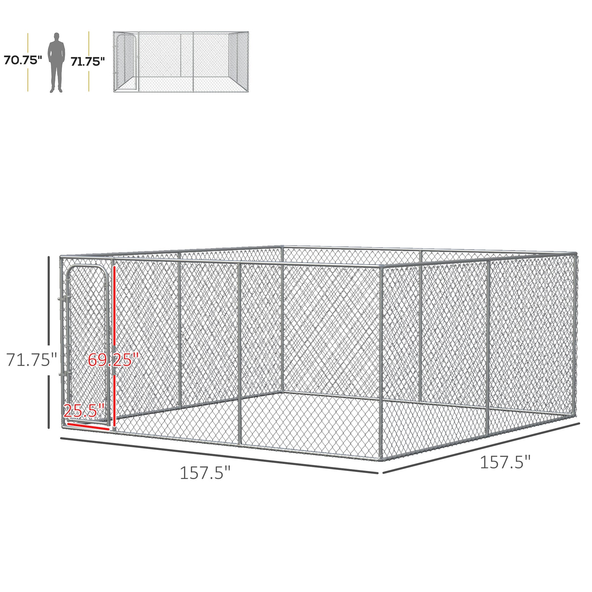 KFX-7797693 Large Outdoor Dog Kennel with Heavy-Duty Steel, 6ft High Enclosure for Comfort and Security
