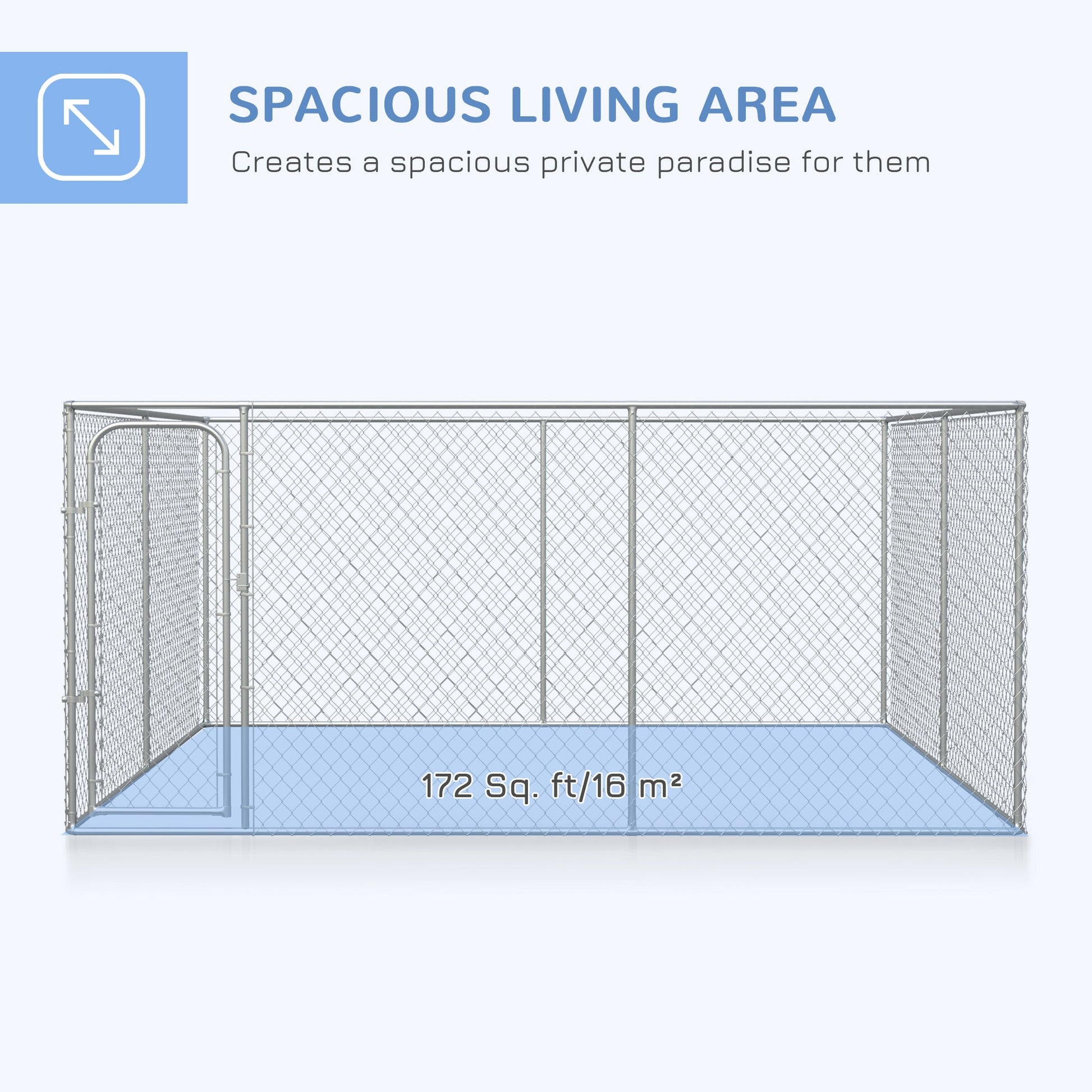 KFX-7797693 Large Outdoor Dog Kennel with Heavy-Duty Steel, 6ft High Enclosure for Comfort and Security