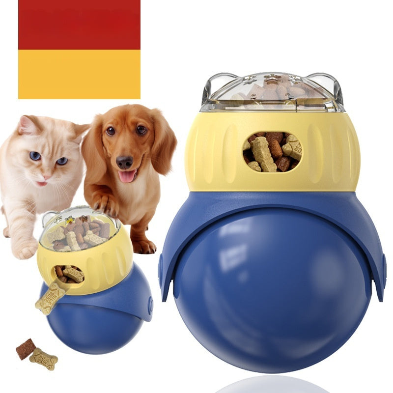 KFX-7797821 Owl-Shaped Self-Service Food Dispensing Puzzle Toy for Cats - Morandi Yellow and Blue