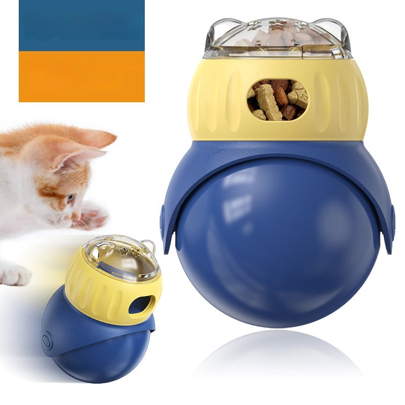 KFX-7797821 Owl-Shaped Self-Service Food Dispensing Puzzle Toy for Cats - Morandi Yellow and Blue