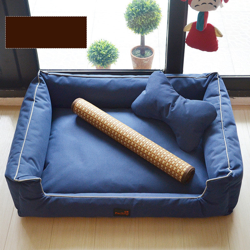 KFX-7798077 Kennel Bed with Bite-Proof Material for Medium to Large Dogs - Includes Nest, Bone Pillow, and Blanket