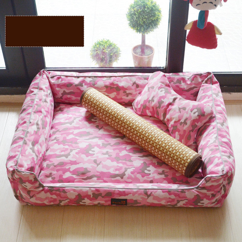 KFX-7798077 Kennel Bed with Bite-Proof Material for Medium to Large Dogs - Includes Nest, Bone Pillow, and Blanket