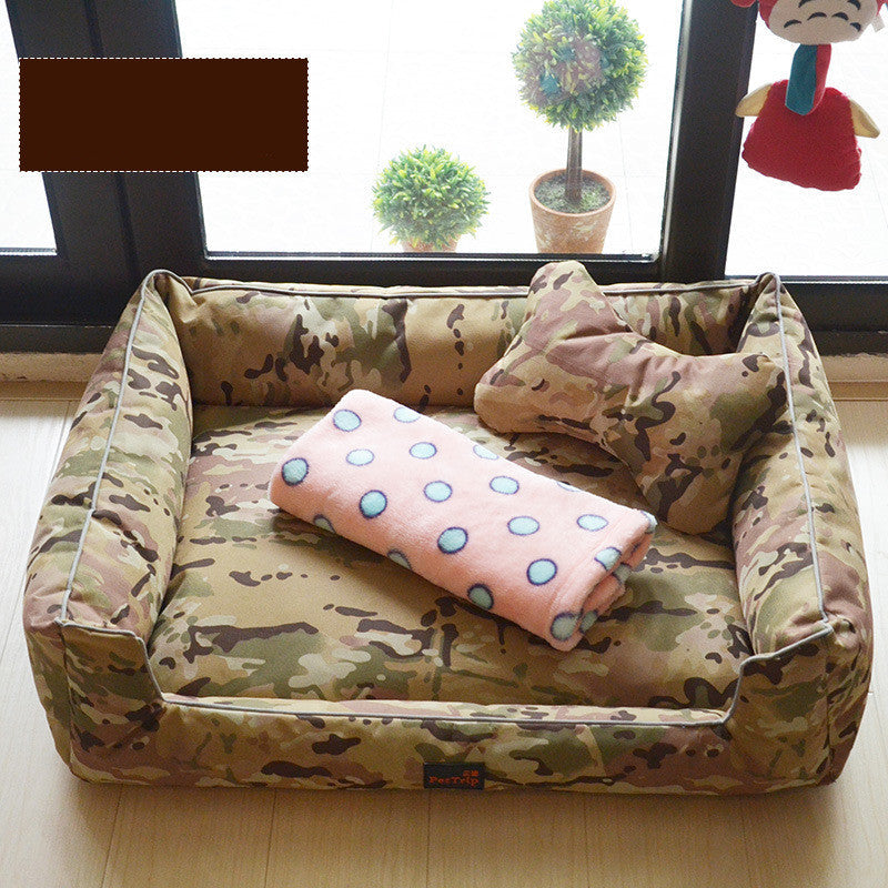 KFX-7798077 Kennel Bed with Bite-Proof Material for Medium to Large Dogs - Includes Nest, Bone Pillow, and Blanket