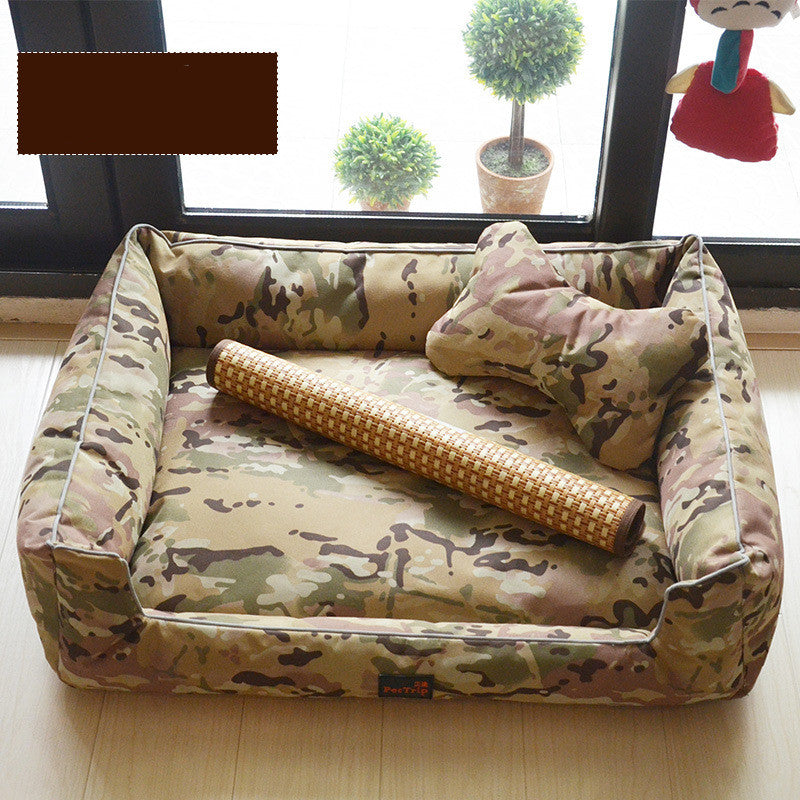 KFX-7798077 Kennel Bed with Bite-Proof Material for Medium to Large Dogs - Includes Nest, Bone Pillow, and Blanket