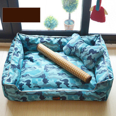 KFX-7798077 Kennel Bed with Bite-Proof Material for Medium to Large Dogs - Includes Nest, Bone Pillow, and Blanket