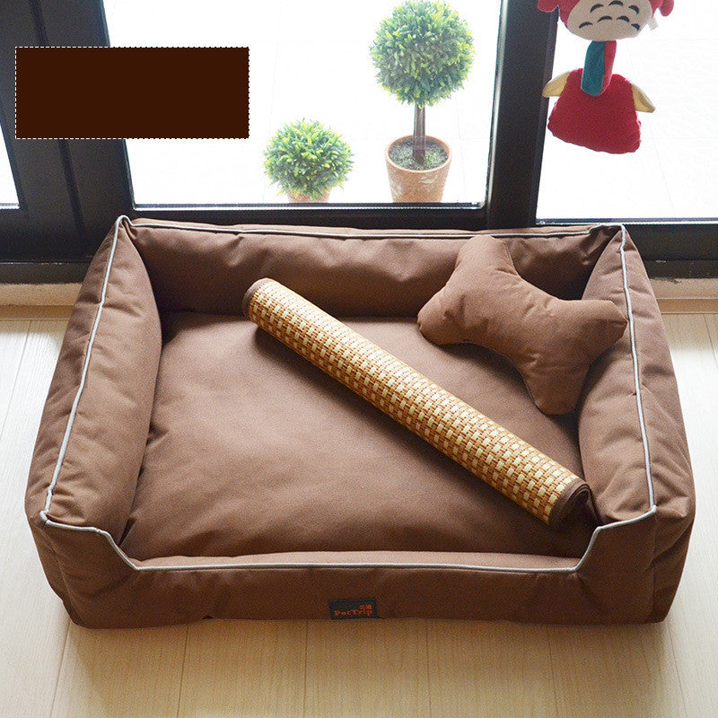 KFX-7798077 Kennel Bed with Bite-Proof Material for Medium to Large Dogs - Includes Nest, Bone Pillow, and Blanket