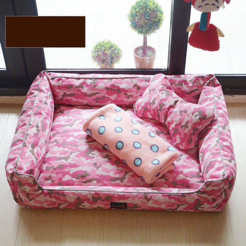 KFX-7798077 Kennel Bed with Bite-Proof Material for Medium to Large Dogs - Includes Nest, Bone Pillow, and Blanket