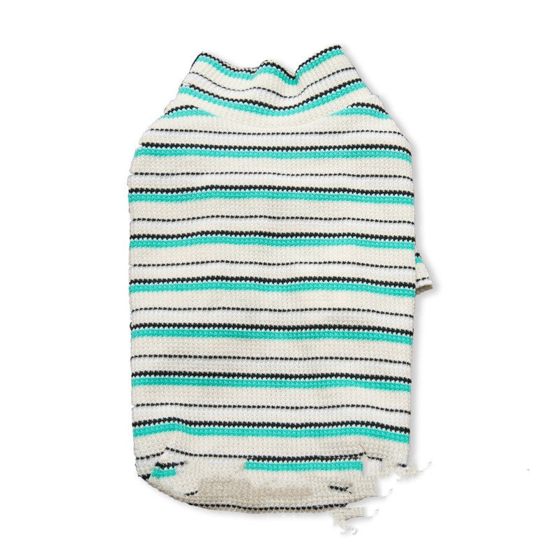KFX-7798461 Comfortable Long-Sleeved Striped Waffle Pet Shirt for Dogs and Cats in Curry Apricot, Green Apricot, Blue Yellow