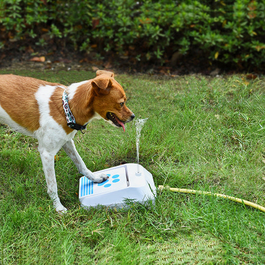 KFX-7799869 Automatic Dog Drinking Fountain - White and Blue, Iron and PVC Material, 2.06 kg