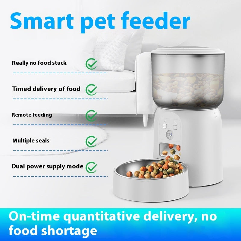 KFX-7799997 Automatic Pet Feeder with Monitoring and Moisture-Proof Design for Dogs and Cats