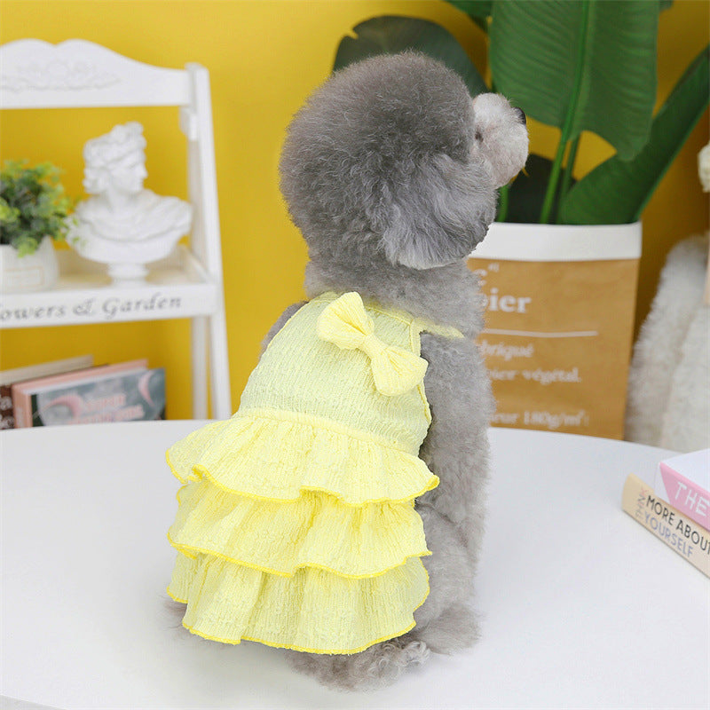 KFX-7801405 Candy Layered Skirt Dress for Small Dogs - Available in Rose Red, Yellow, and Water Green