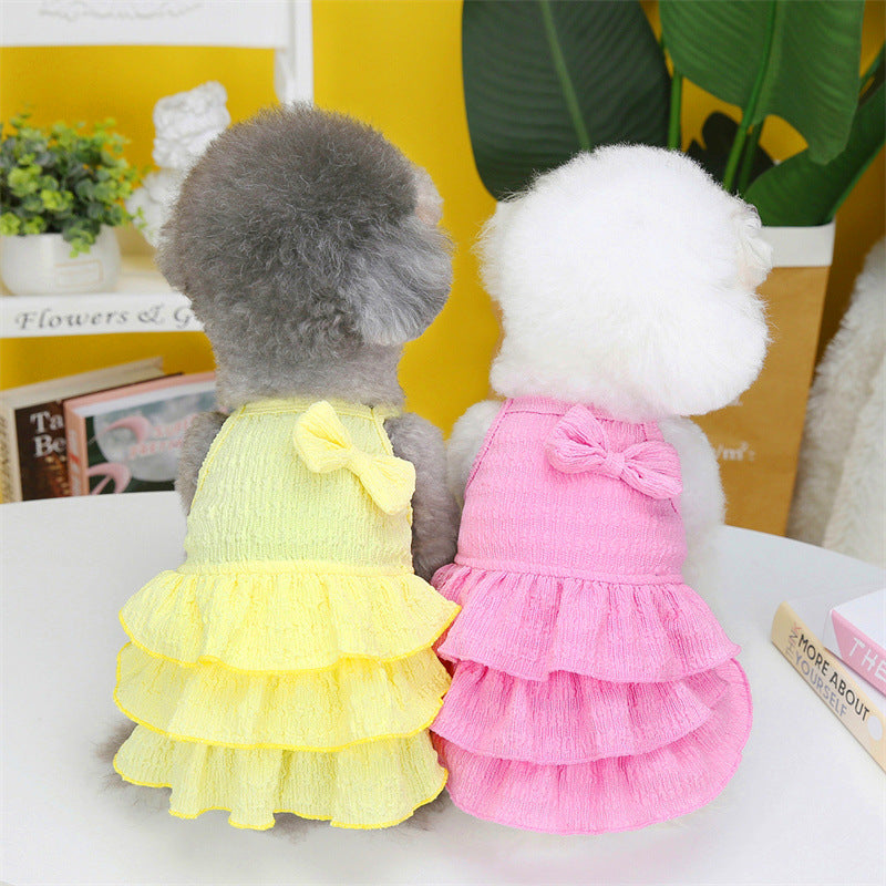 KFX-7801405 Candy Layered Skirt Dress for Small Dogs - Available in Rose Red, Yellow, and Water Green