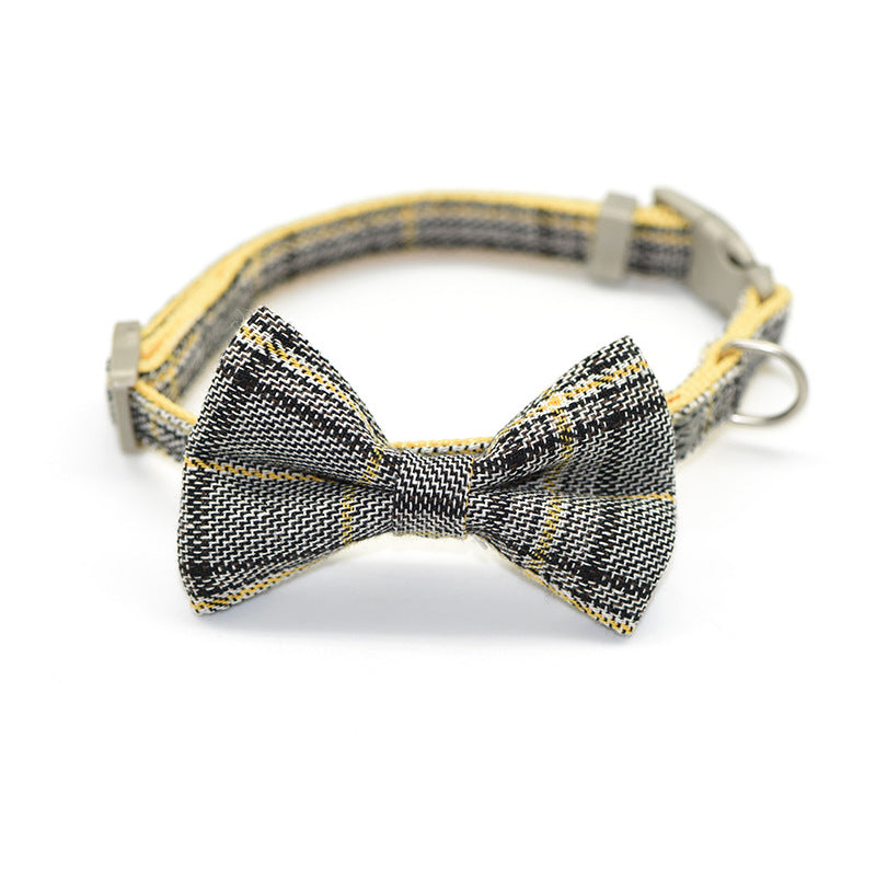 KFX-7801789 Plaid Cotton Pet Leash and Collar Set with Snack Bag for All Dog Breeds