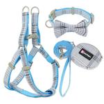 KFX-7801789 Plaid Cotton Pet Leash and Collar Set with Snack Bag for All Dog Breeds