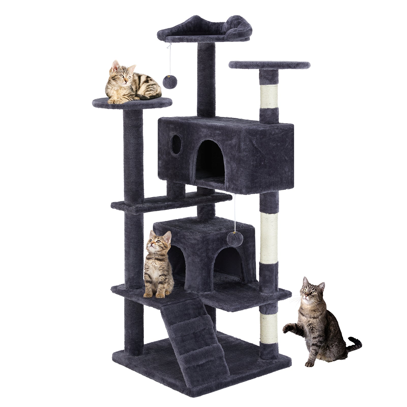 KFX-7803069 Multi-Functional Cat Treehouse with Climbing Frame - Beige & Deep Blue Options, 50x50x135 cm