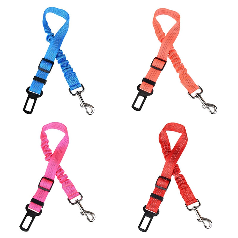 KFX-7803581 Adjustable Elastic Dog Car Seat Belt with Reflective Strip - 50cm to 60cm Length, Available in Multiple Colors