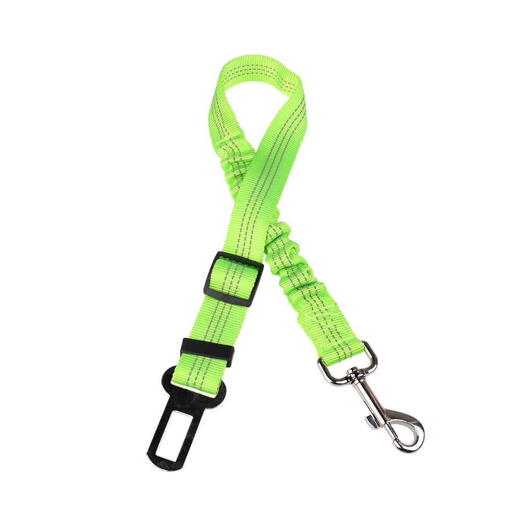 KFX-7803581 Adjustable Elastic Dog Car Seat Belt with Reflective Strip - 50cm to 60cm Length, Available in Multiple Colors