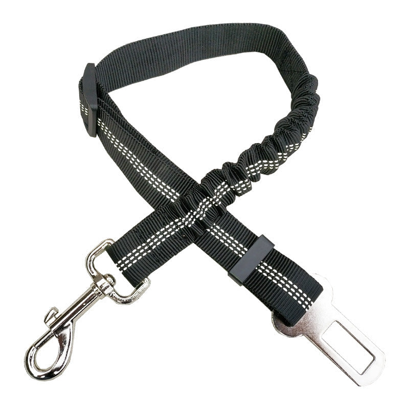 KFX-7803581 Adjustable Elastic Dog Car Seat Belt with Reflective Strip - 50cm to 60cm Length, Available in Multiple Colors