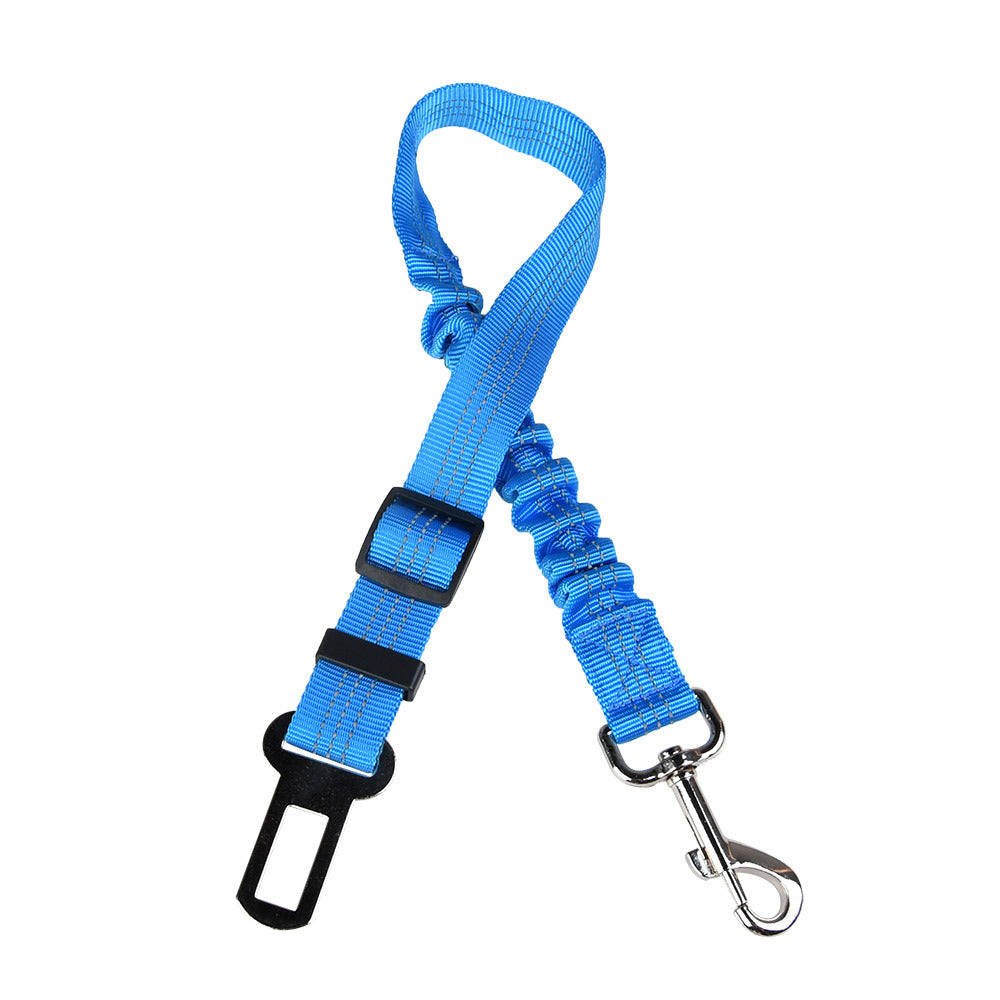 KFX-7803581 Adjustable Elastic Dog Car Seat Belt with Reflective Strip - 50cm to 60cm Length, Available in Multiple Colors