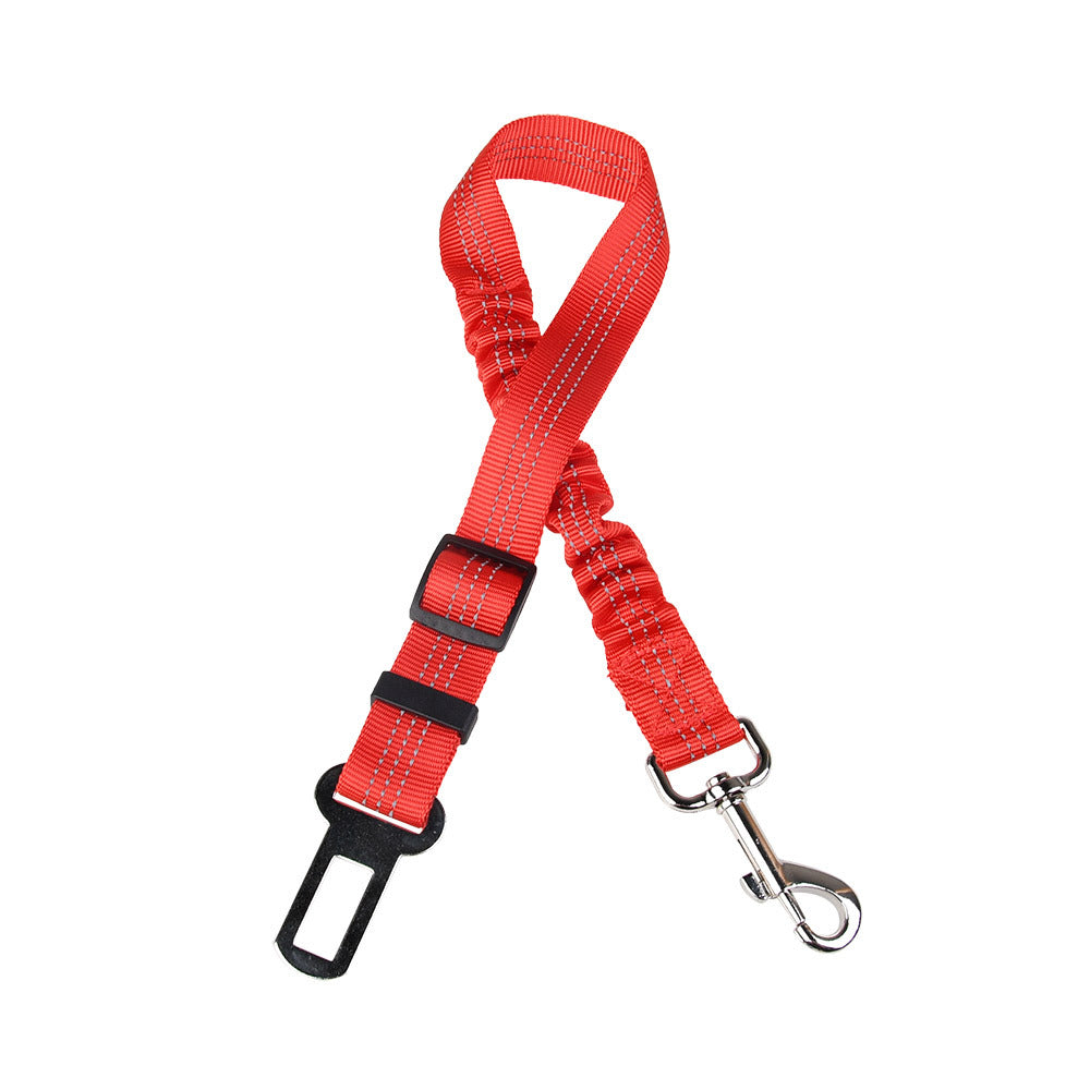 KFX-7803581 Adjustable Elastic Dog Car Seat Belt with Reflective Strip - 50cm to 60cm Length, Available in Multiple Colors