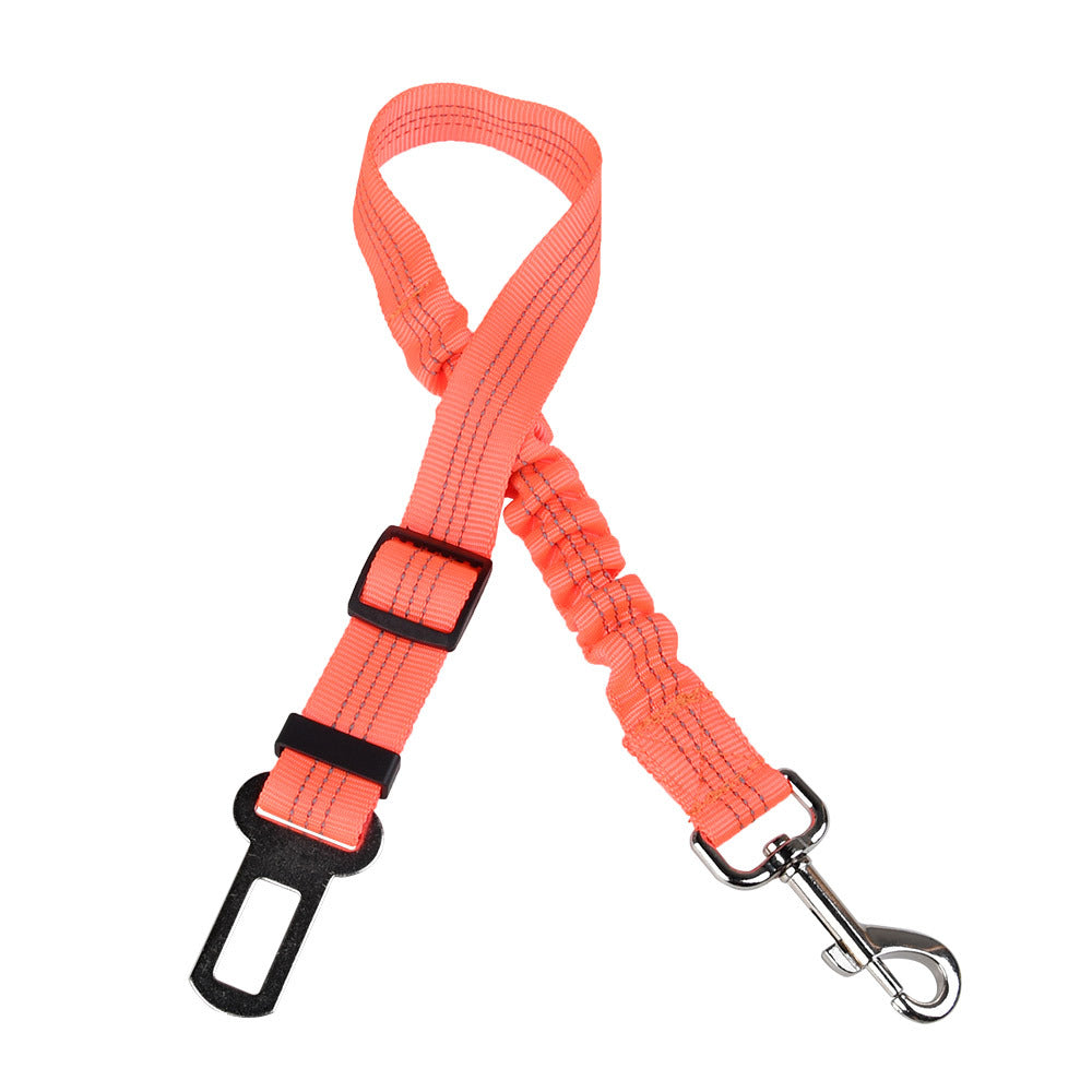 KFX-7803581 Adjustable Elastic Dog Car Seat Belt with Reflective Strip - 50cm to 60cm Length, Available in Multiple Colors