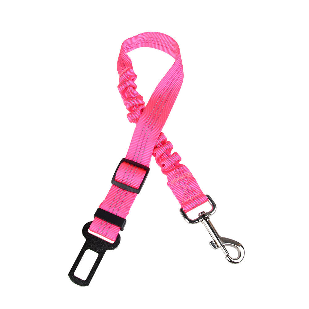 KFX-7803581 Adjustable Elastic Dog Car Seat Belt with Reflective Strip - 50cm to 60cm Length, Available in Multiple Colors