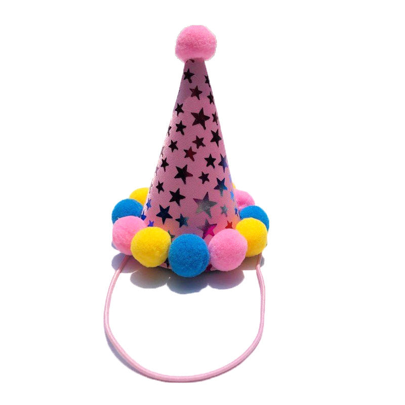 KFX-7807165 Pet Birthday Triangle Towel Set - Pink & Blue Options with Crown and Hat for Dogs