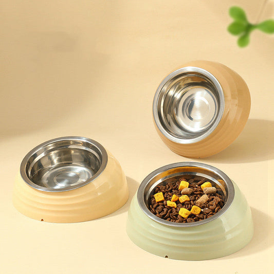 KFX-7811517 Stainless Steel Cat Bowl in Light Green, Beige, and Brown Variants