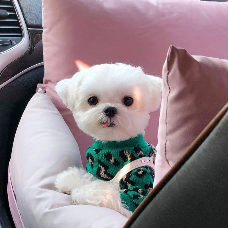 KFX-7813309 Knitted Sleeveless Leopard-Print Sweater for Small Dogs and Cats