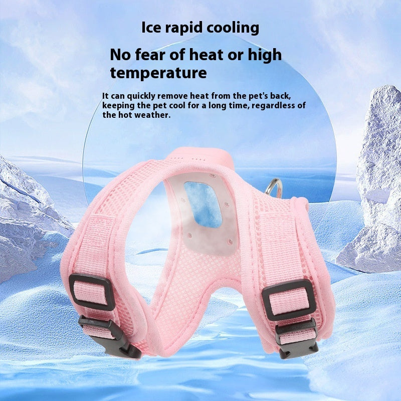 KFX-7814589 Cooling Dog Vest Harness with Breathable Design and Light-Up Functionality for Small Breeds