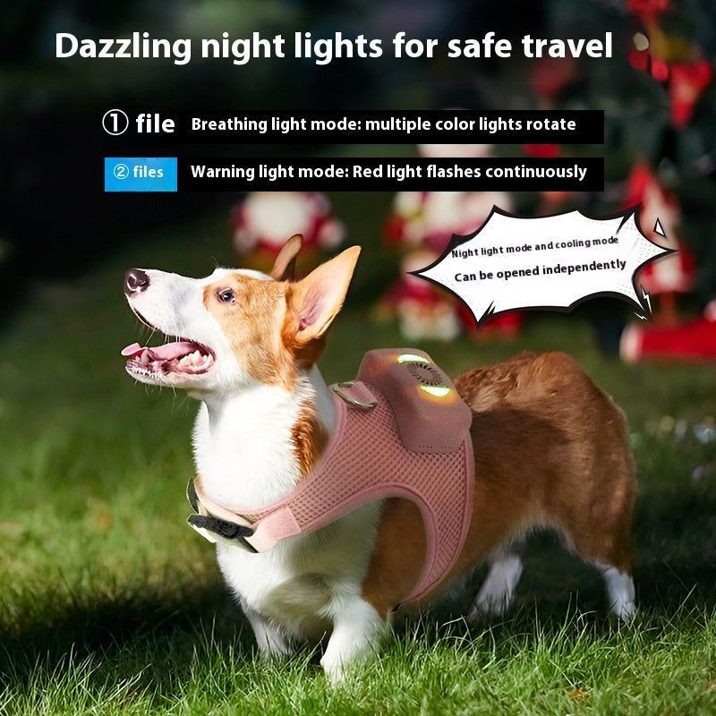KFX-7814589 Cooling Dog Vest Harness with Breathable Design and Light-Up Functionality for Small Breeds