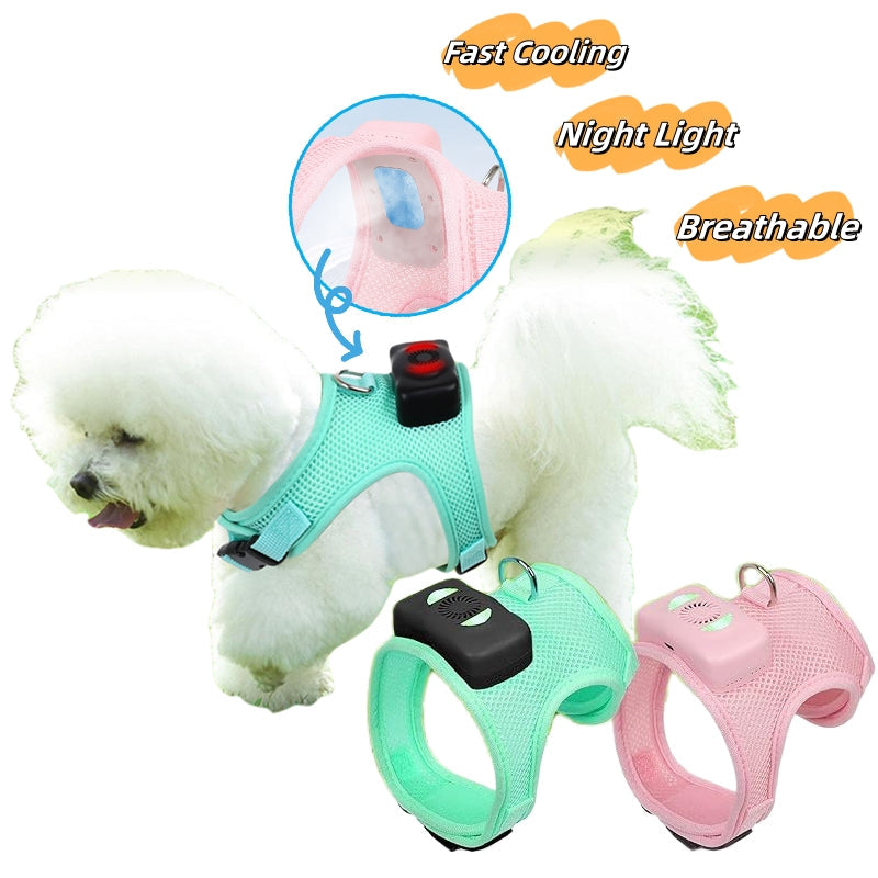 KFX-7814589 Cooling Dog Vest Harness with Breathable Design and Light-Up Functionality for Small Breeds