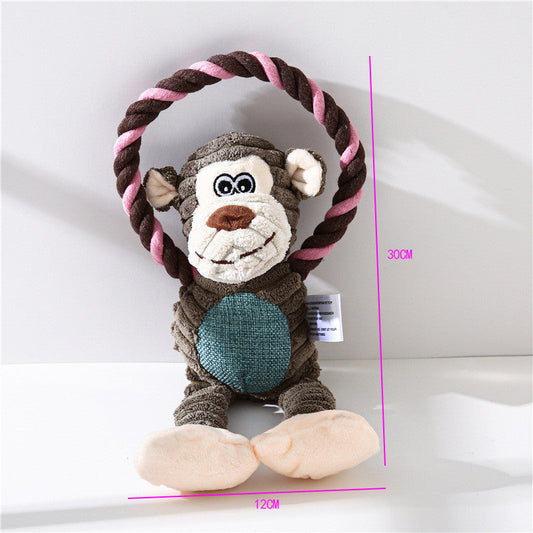 KFX-7814973 Interactive Plush Sound Toys for Pets - Monkey, Lion, Elephant Shapes