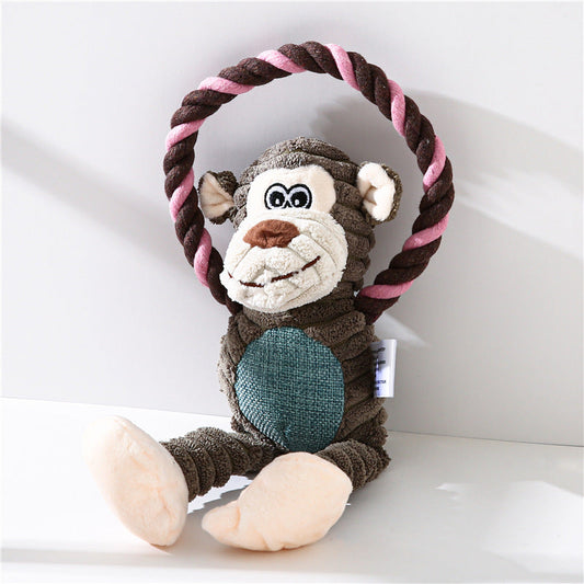 KFX-7814973 Interactive Plush Sound Toys for Pets - Monkey, Lion, Elephant Shapes