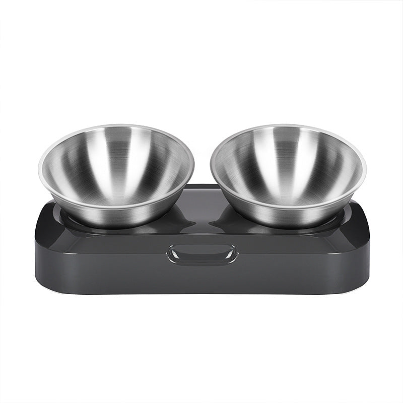 KFX-7815485 Adjustable Angle Stainless Steel Pet Bowl with Non-Slip Base for Cats and Small Dogs - Single and Double Options