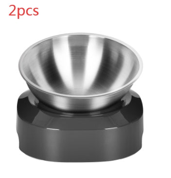 KFX-7815485 Adjustable Angle Stainless Steel Pet Bowl with Non-Slip Base for Cats and Small Dogs - Single and Double Options