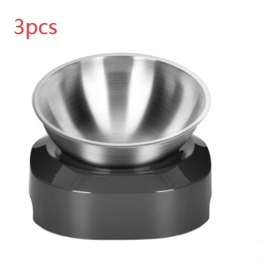 KFX-7815485 Adjustable Angle Stainless Steel Pet Bowl with Non-Slip Base for Cats and Small Dogs - Single and Double Options