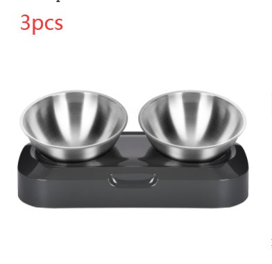 KFX-7815485 Adjustable Angle Stainless Steel Pet Bowl with Non-Slip Base for Cats and Small Dogs - Single and Double Options