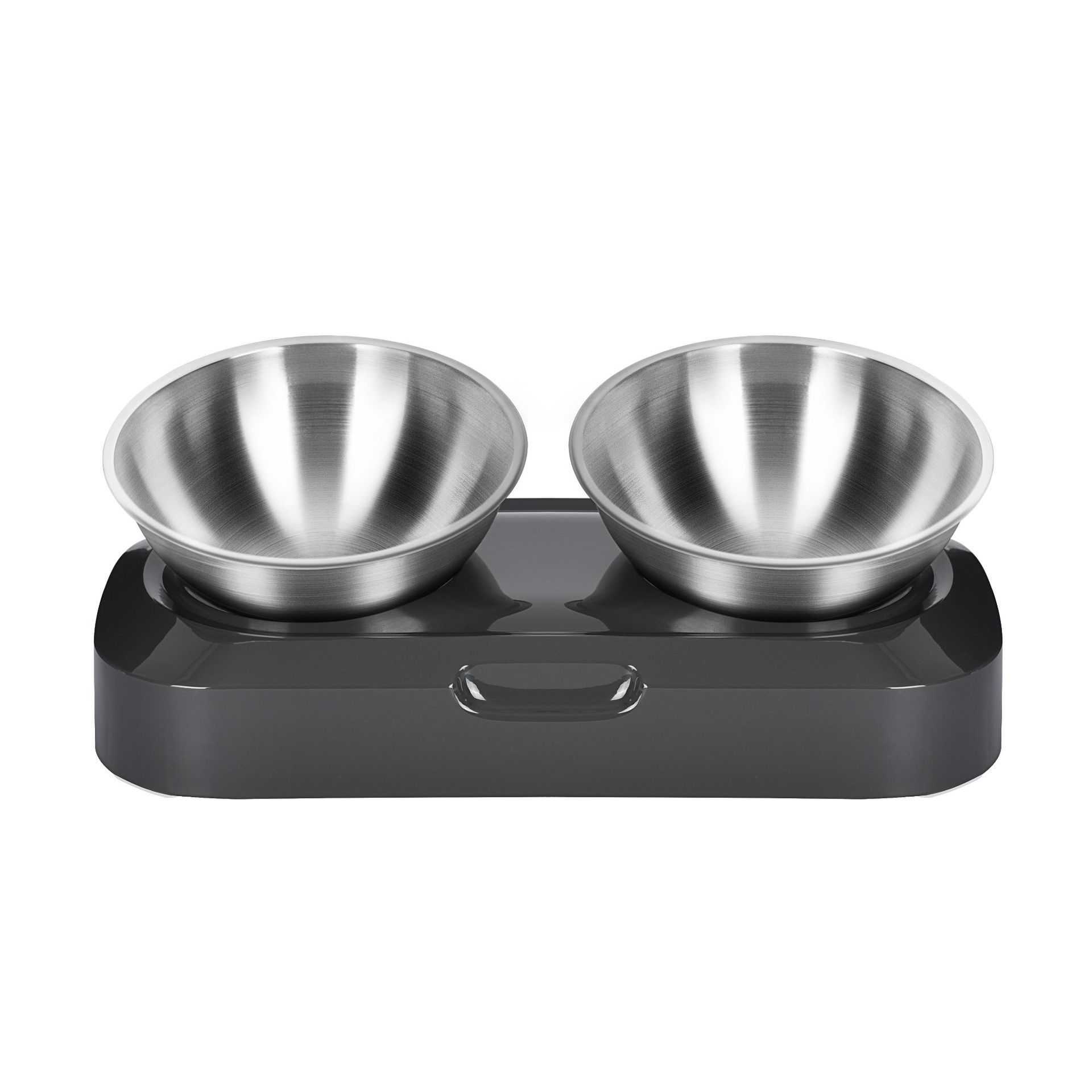 KFX-7815485 Adjustable Angle Stainless Steel Pet Bowl with Non-Slip Base for Cats and Small Dogs - Single and Double Options