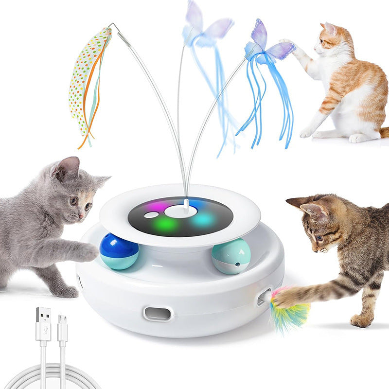 KFX-7816125 Electric Cat Toy Turntable with Random Colors - Engaging Pet Playtime Fun