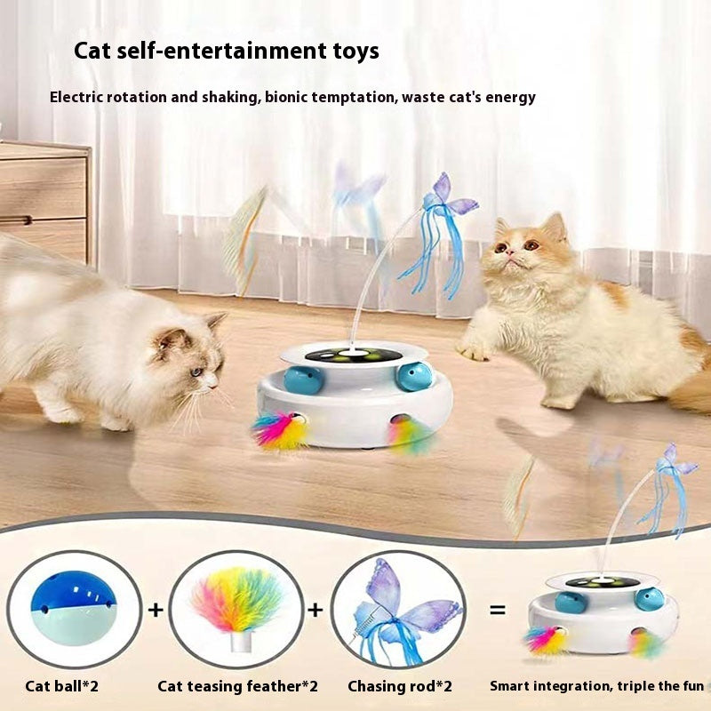 KFX-7816125 Electric Cat Toy Turntable with Random Colors - Engaging Pet Playtime Fun