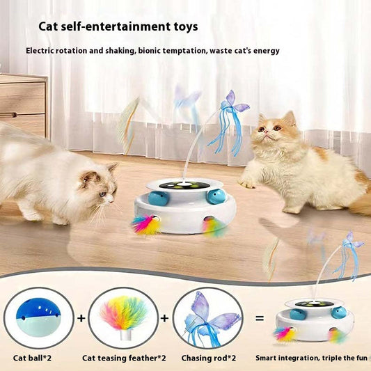 KFX-7816125 Electric Cat Toy Turntable with Random Colors - Engaging Pet Playtime Fun