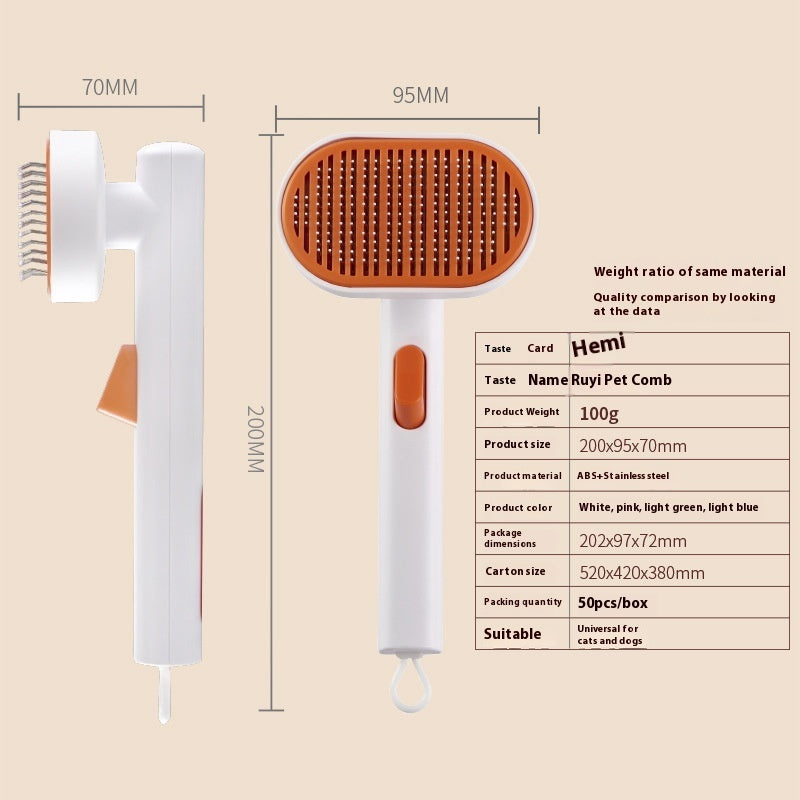 KFX-7816893 Automatic Pet Hair Removal Brush - ABS and Stainless Steel Design, Multiple Colors Available