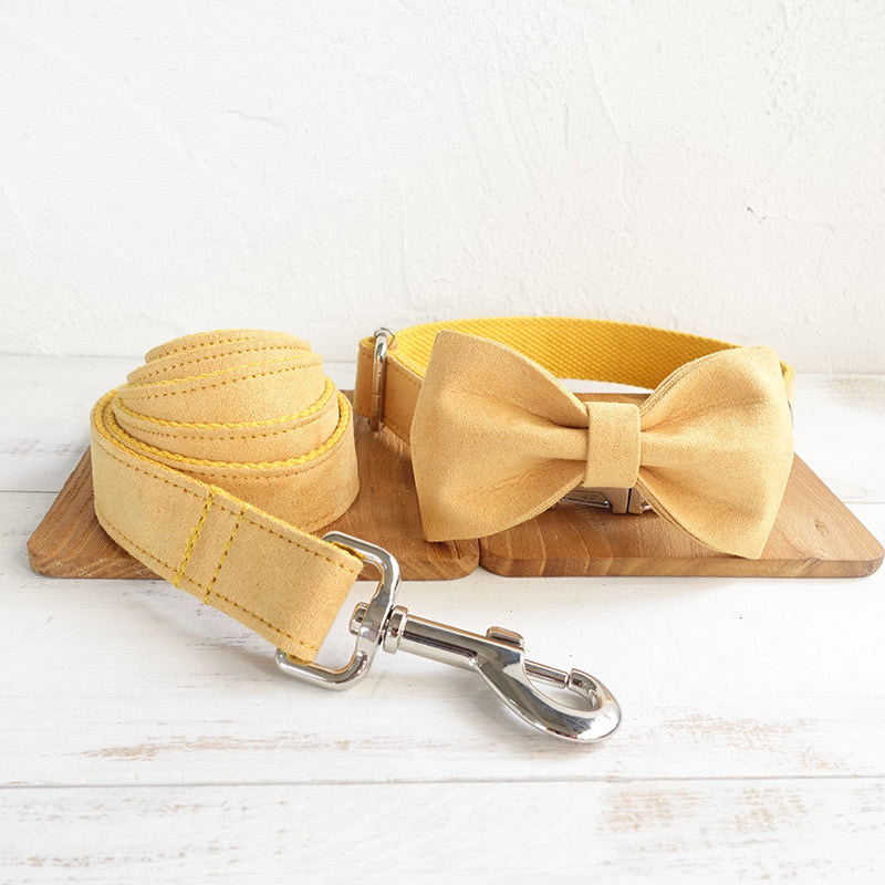 KFX-7817277 Durable Yellow Polyester Dog Collar Traction Rope for Pets
