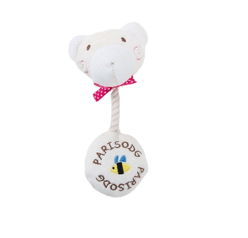 KFX-7819453 Plush Sound Toy with Cotton Rope for Dogs - Frog, Cow, and Bear Designs