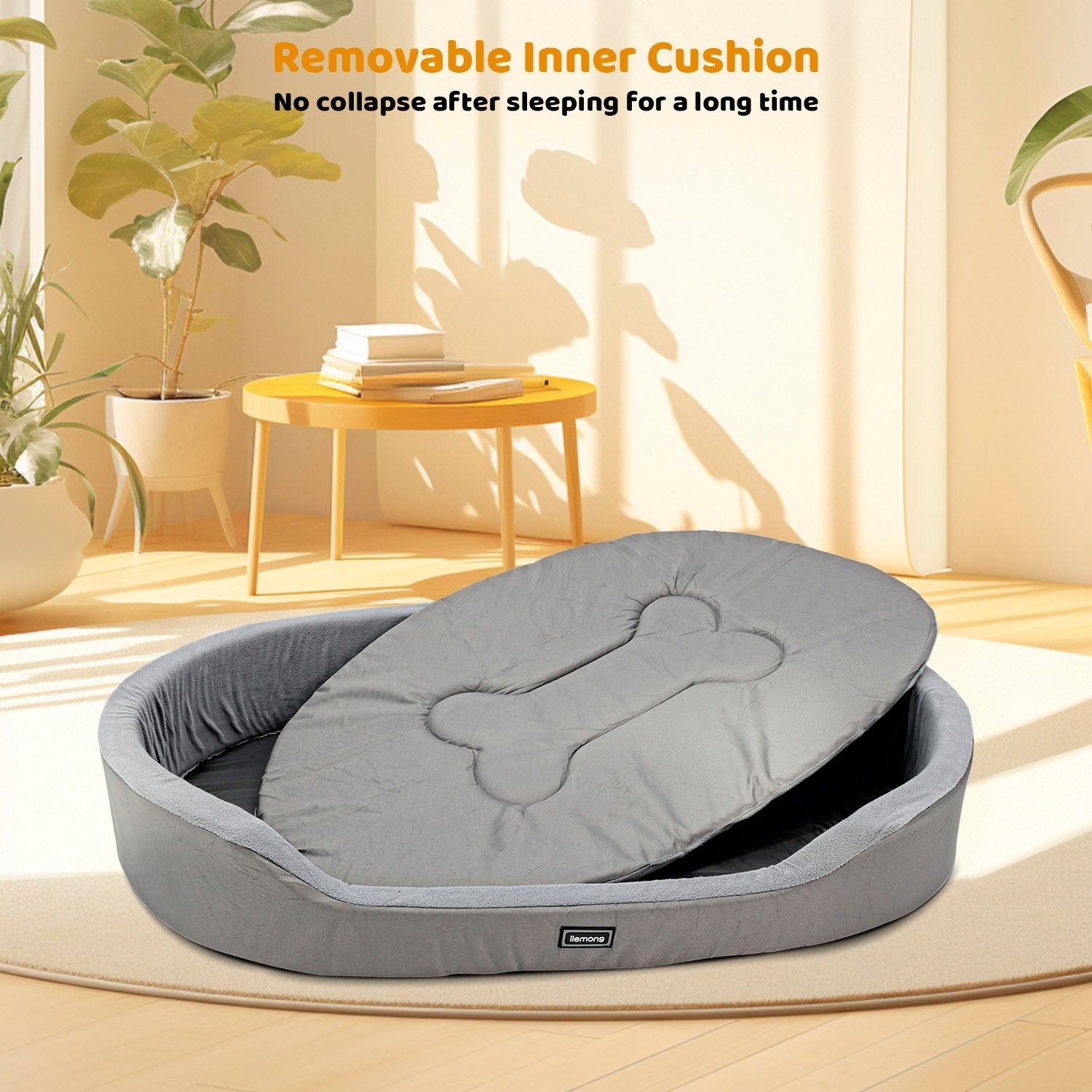 KFX-7819709 Warm Plush Dog Bed with Removable Washable Cover, Anti-Slip Bottom for Indoor & Outdoor Use