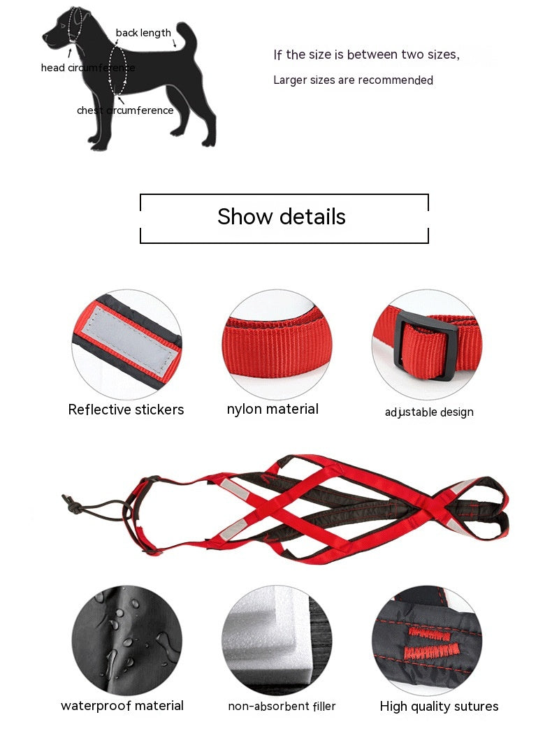 KFX-7820349 Dog Outdoor Sled Chest Strap - Adjustable Nylon Harness in Black, Red, Yellow