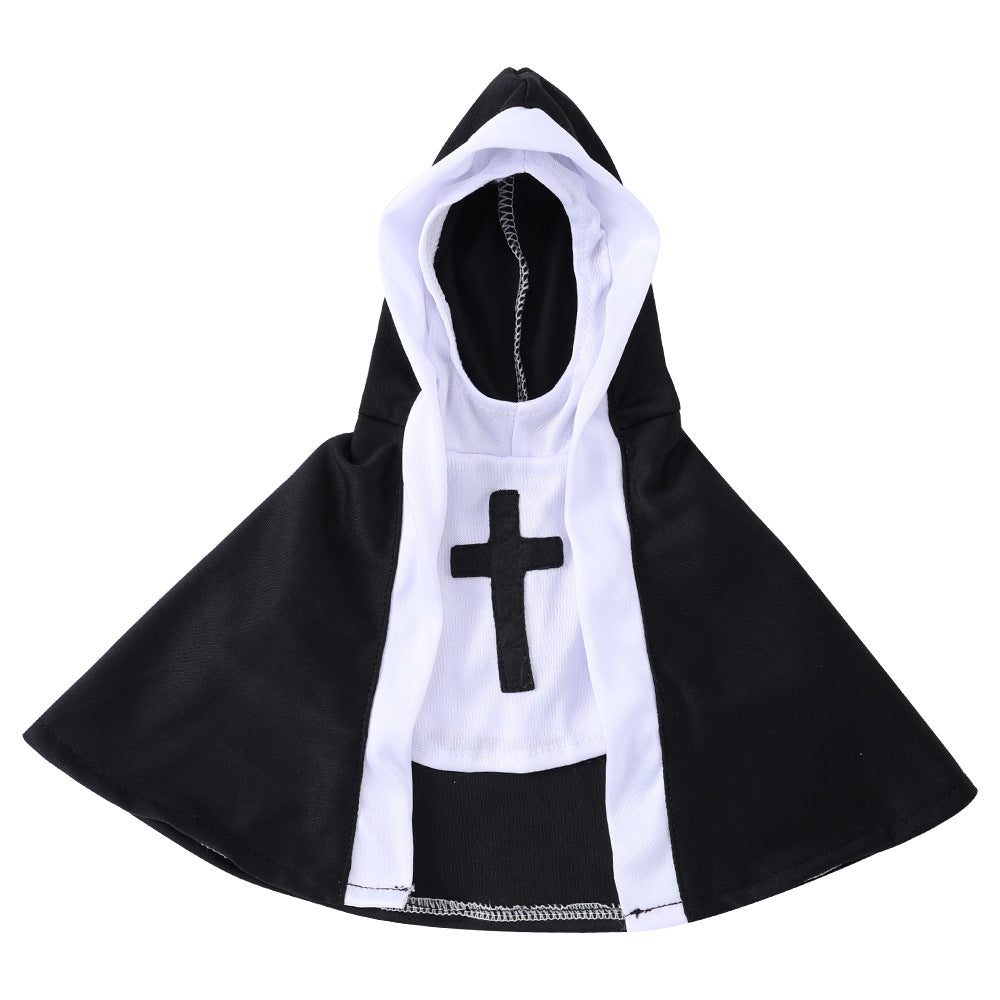 KFX-7820733 Pet Nun Cloak Halloween Costume for Dogs and Cats - Polyester Outfit in Various Sizes