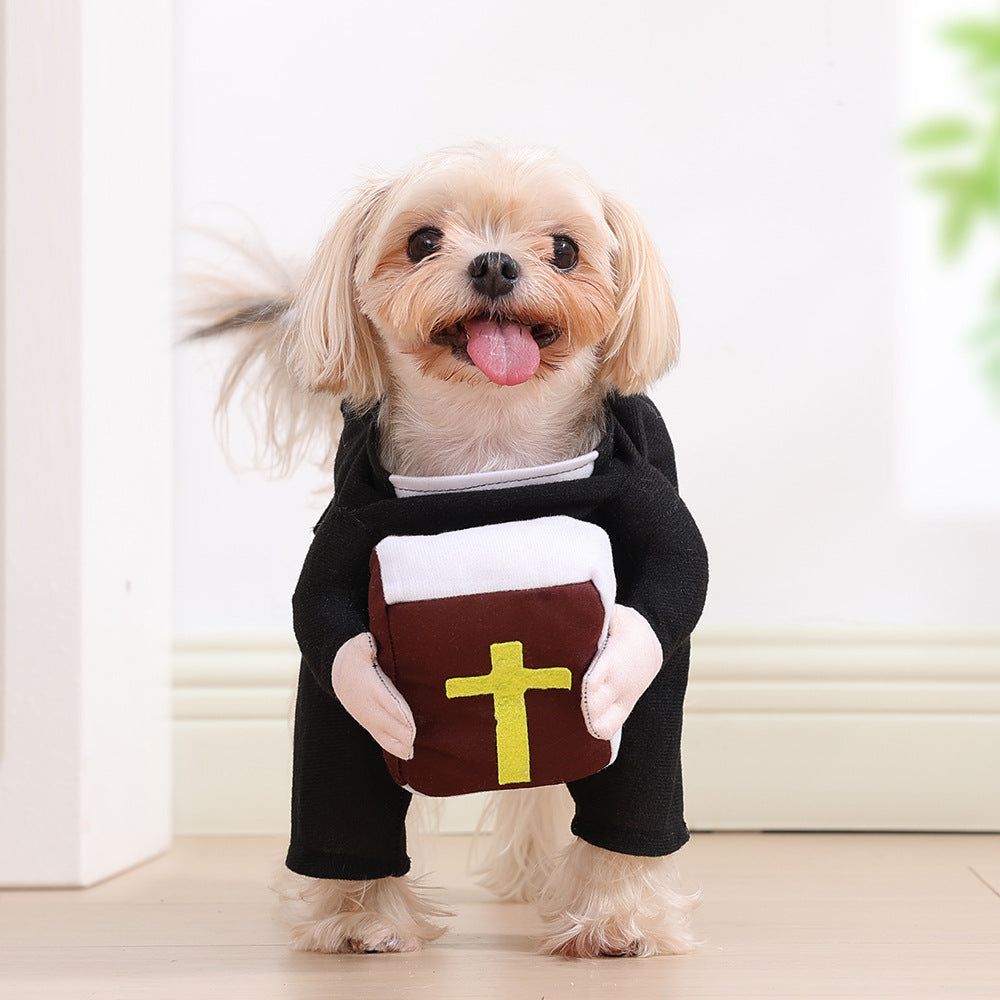 KFX-7820733 Pet Nun Cloak Halloween Costume for Dogs and Cats - Polyester Outfit in Various Sizes