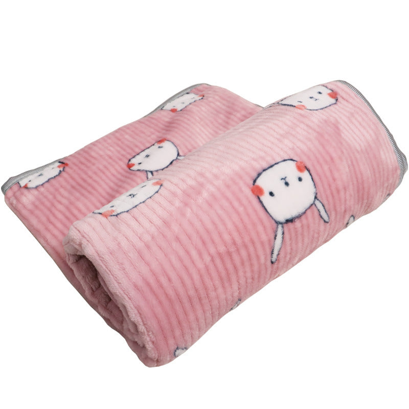 KFX-7822909 Cartoon Printed Flannel Coral Pet Blanket - Available in Various Designs and Sizes